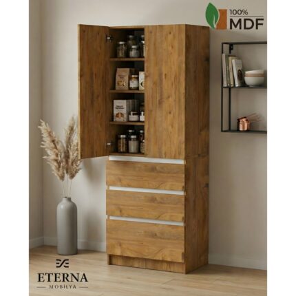Eterna Mobilya Çekmeceli Çok Amaçlı Dolap | Mutfak Dolabı | Kiler Dolabı | Erzak Dolabı - Görsel 2