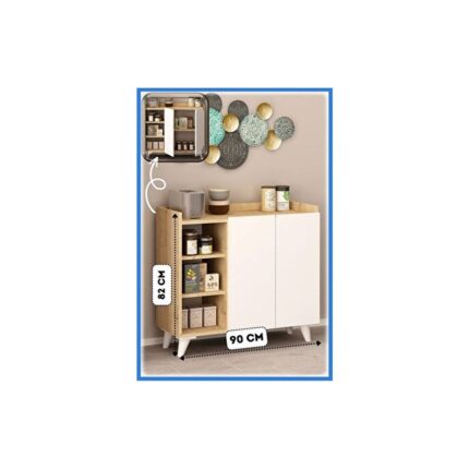 Fly Mobilya Alary Çok Amaçlı Dolap Beyaz Melamin Kaplı 90x82x37 cm Geniş Depolama Alanı - Görsel 4