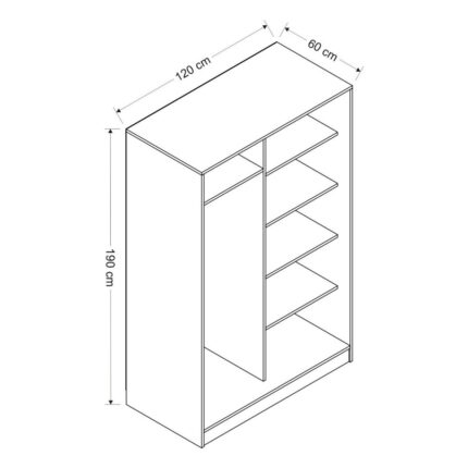 Minar Kale 2 Kapaklı Sürgülü Dolap 120 Cm - Beyaz/Dore - Görsel 5