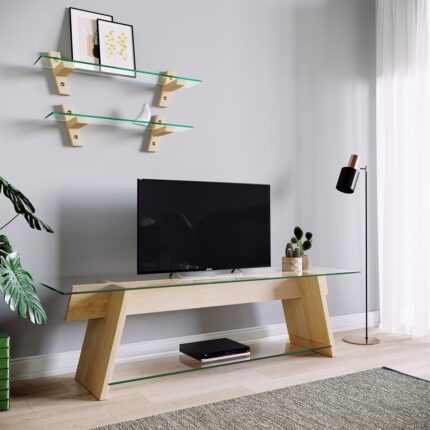 Neostill - Ahşap Tv Sehpası Woodn Glass TV204