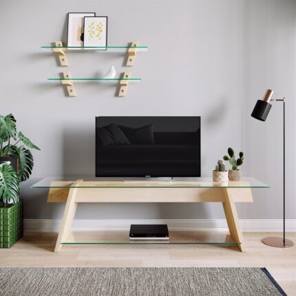 Neostill - Ahşap Tv Sehpası Woodn Glass TV204 - Görsel 2