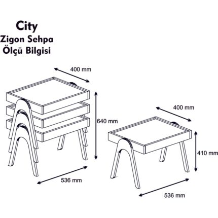 Variant Concept Roma Tepsi Zigon Sehpa Ceviz - Ekru - Görsel 4