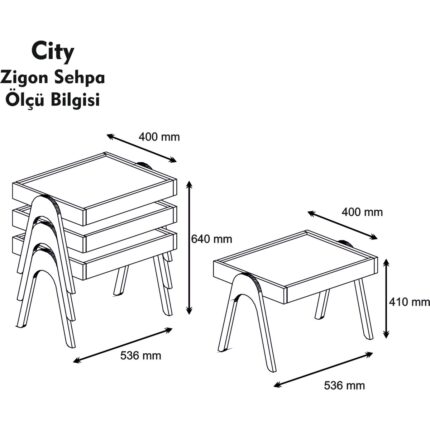 Variant Concept Roma Tepsi Zigon Sehpa Ceviz - Ceviz - Görsel 4