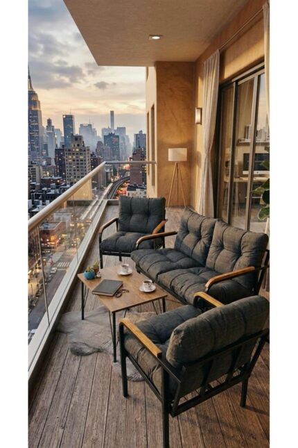 Madame Home Krem Balkon, Bahçe,teras,cafe - Salon - Metal Kanepe Koltuk Takımı - 2 1 1 Sehpa - Görsel 3