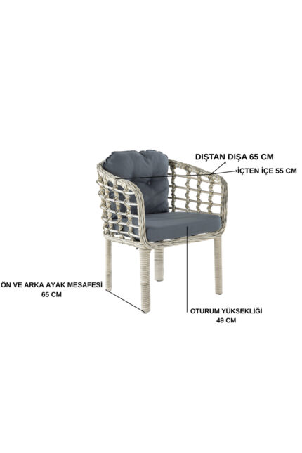Tu Tienda KARTEPE GALVANİZ BORU 2 1 1 SEHPA(60*90) RATTAN BAHÇE BALKON TAKIMI,GRİ RATTAN/GRİ KUMAŞ - Görsel 7