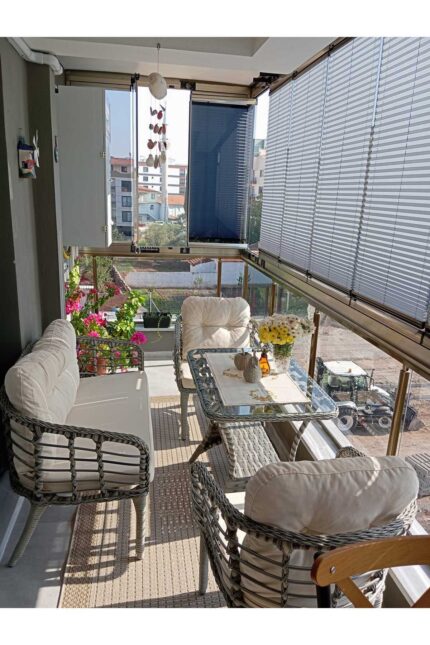 Tu Tienda KARTEPE GALVANİZ BORU 2 1 1 SEHPA(60*90) RATTAN BAHÇE BALKON TAKIMI,GRİ RATTAN/GRİ KUMAŞ - Görsel 9